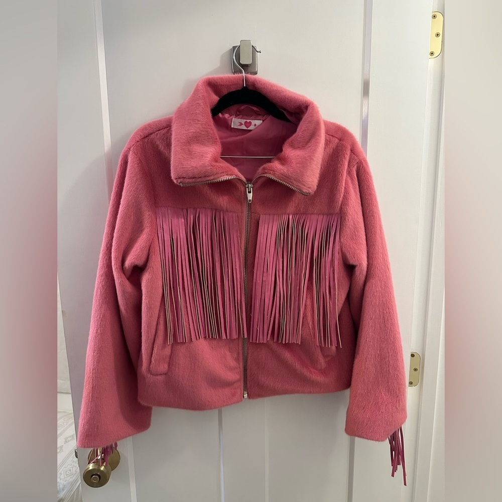 Buddy Love Pink Fringe Jacket never worn